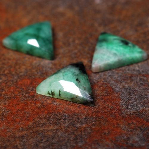 Faceted Emerald Triangle Cabochons